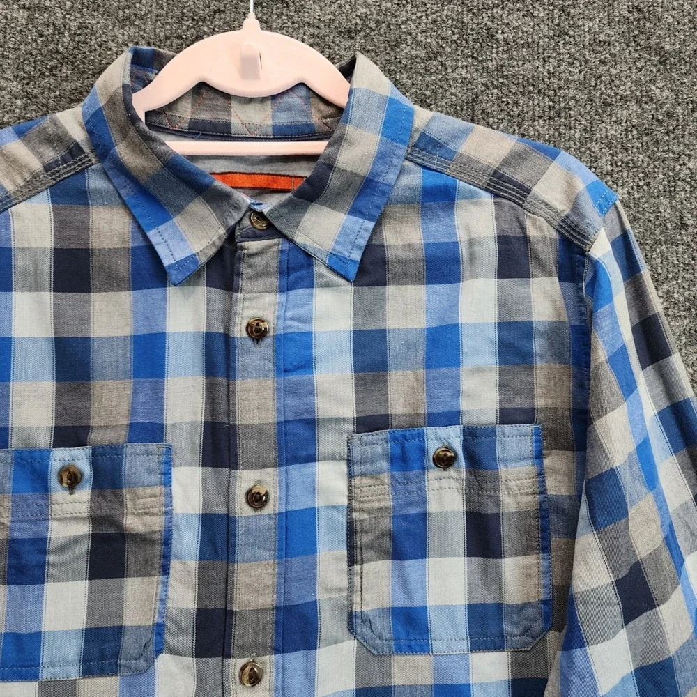 The North Face Mens Blue Plaid Flannel Workwear Gorpcore Outdoor Shirt Large